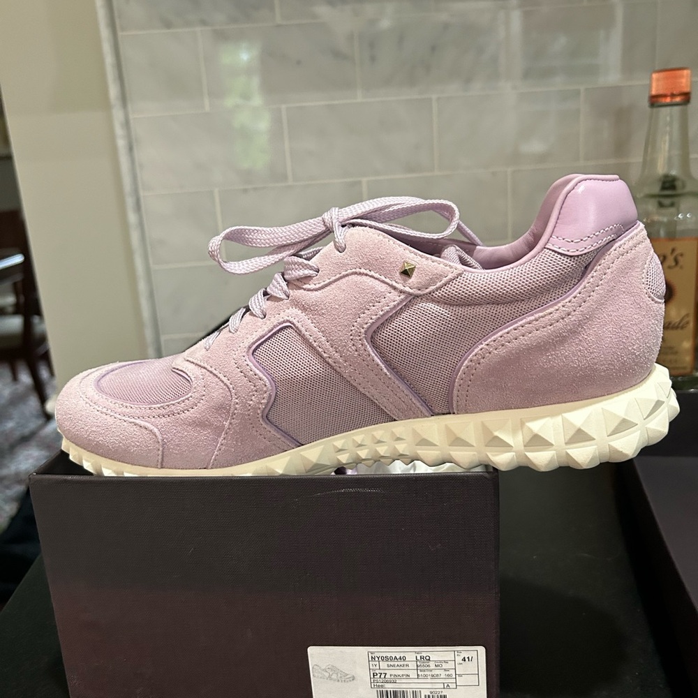 New with box Valentino Garavani Mesh and Suede lavender sneakers